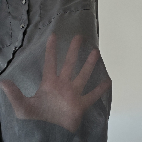 Vintage 90s sheer black button down blouse - Picture 2 of 7